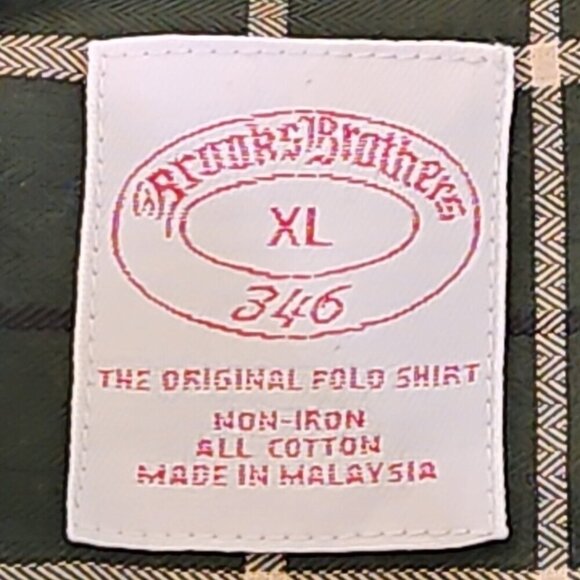 Brooks Brothers 346 Shirt Men's XL Hunter Green Windowpane Old Money Non-Iron - Picture 5 of 16